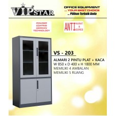Lemari Arsip VIP VS-203 Kombinasi Pintu Ayun Kaca dan Panel